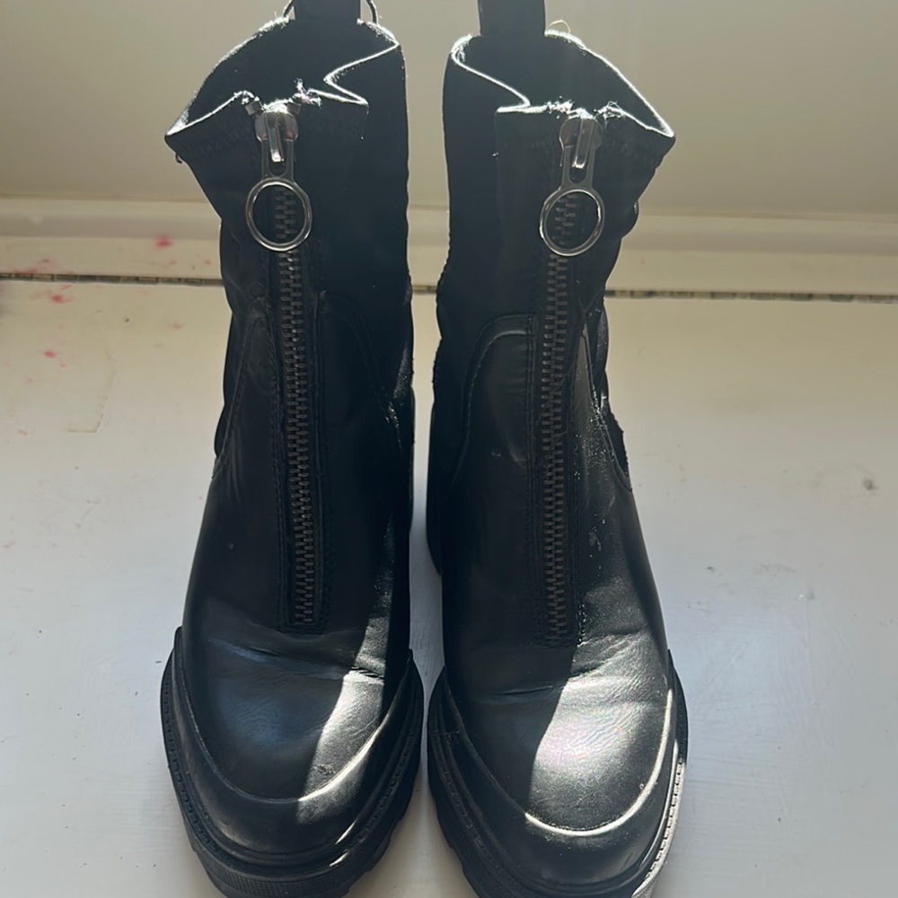 Black Leather Ankle Boots